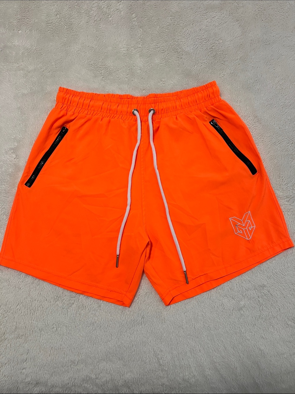 Dimension G Men's Neon Orange Performance Drawstring Short. Size Large